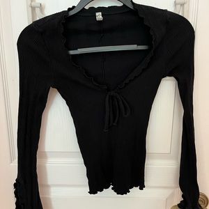 Black flare sleeve top